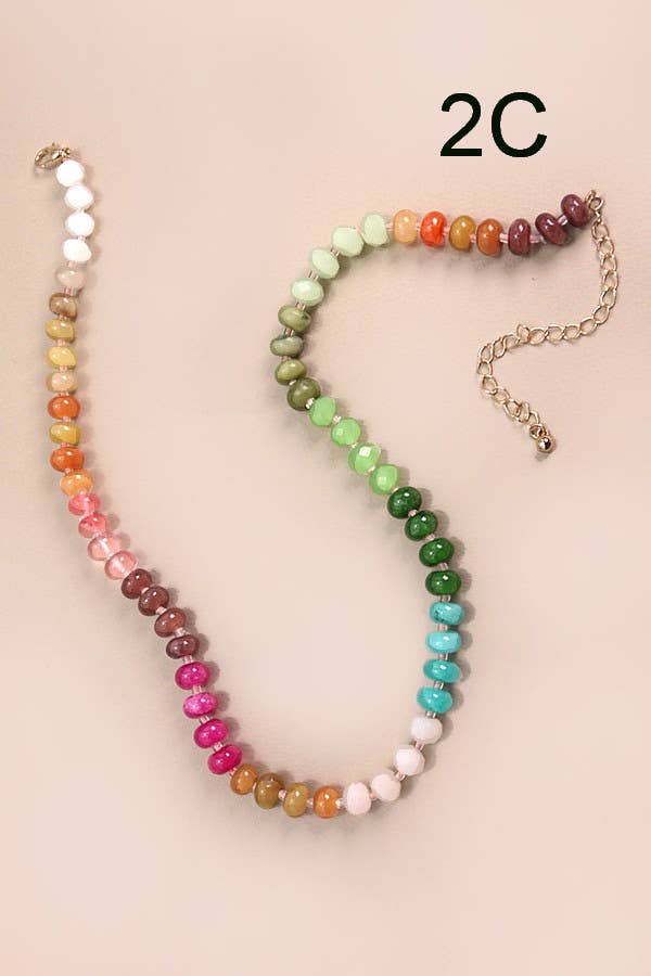 NATURAL AGATE GLASS SEMI PRECIOUS BEAD NECKLACE | 80N896