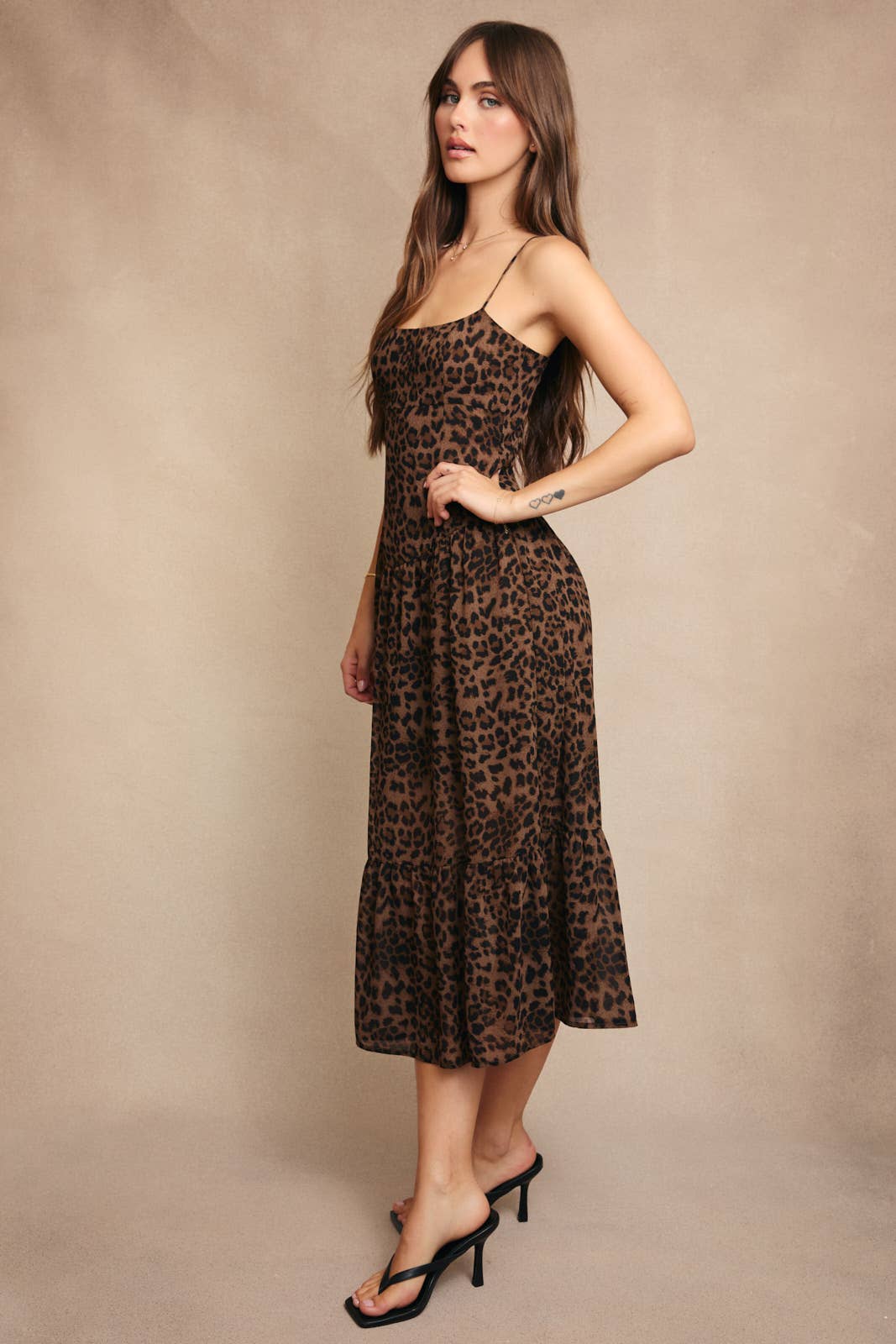 ANIMAL PRINT SPAGHETTI MAXI DRESS