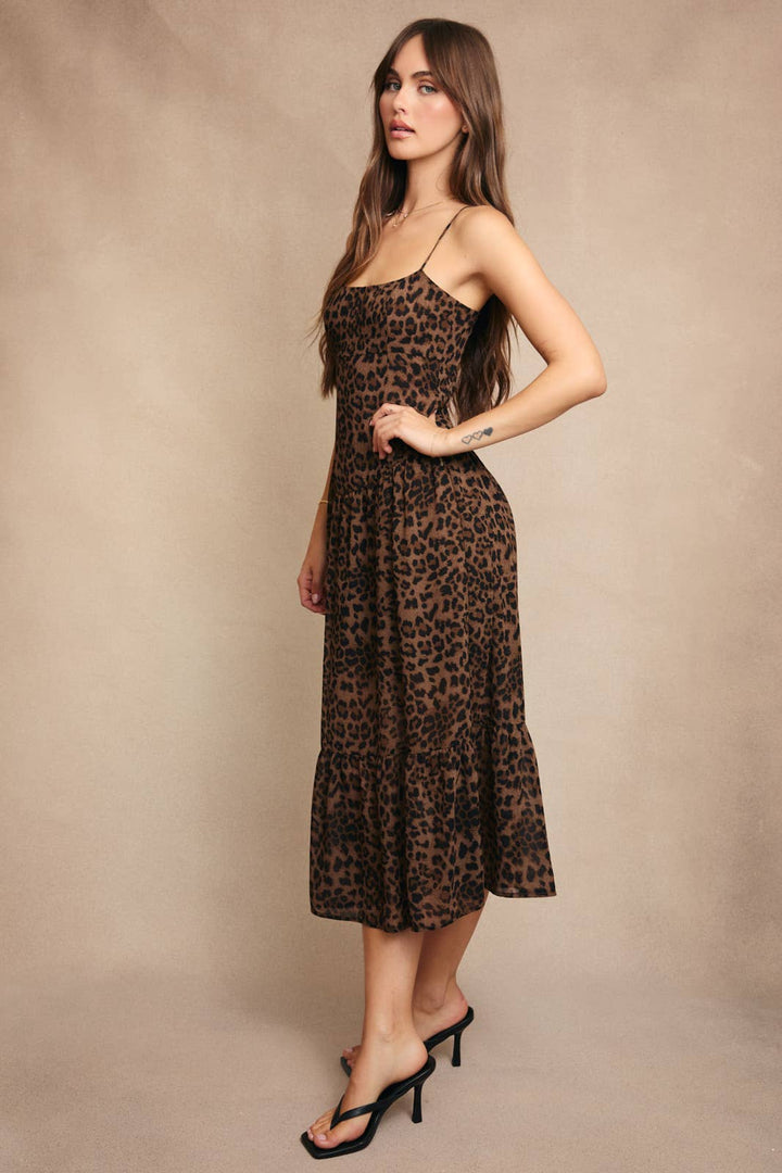 ANIMAL PRINT SPAGHETTI MAXI DRESS